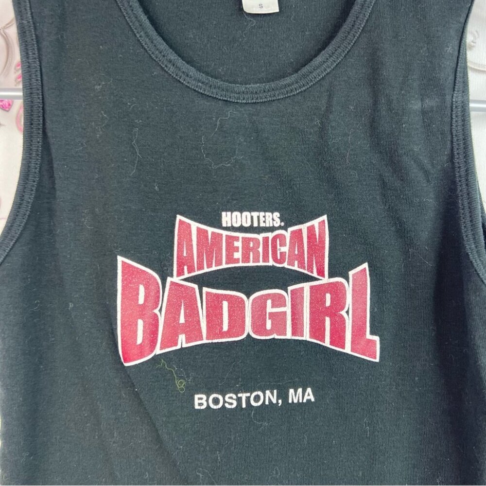 American Apparel Tank Top Hooters Classicgirl Black Tee Boston, Ma Top Shirt View 4